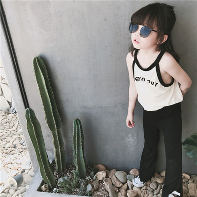 TOTObaby童装夏季2018新款女童女宝宝套装韩版吊带背心长裤两件套