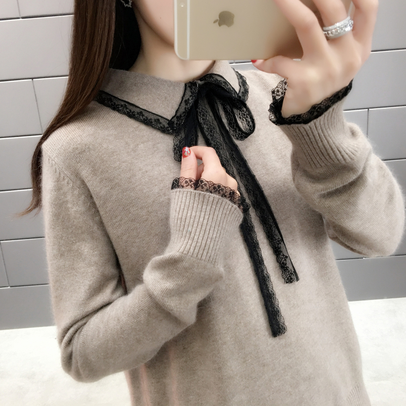 2019新款女装春装方领蝴蝶结针织打底衫很仙的毛衣外套女洋气百搭|ruв категории Женская одежда, свитер - от Buy2taobao.com для оказания профессиональной услуги покупки агента Taobao