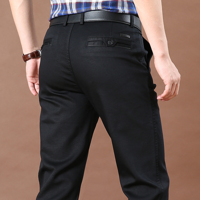 断码吉普盾春季加厚男士大码宽松商务休闲裤时尚青年中腰直筒裤男