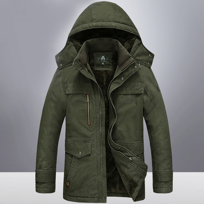 秋装新款男士外套冬季加绒加厚衣服男中长款棉服保暖休闲棉衣男