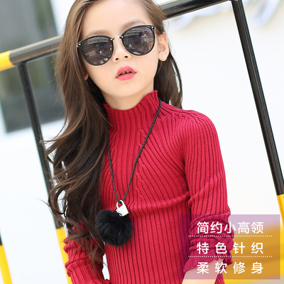 女童毛衣套头小孩女童2016新款外套秋冬宝宝童装纯棉针织打底衫
