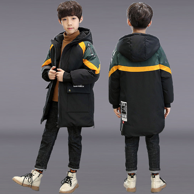 男童棉服2018新款中长款时尚男孩洋气中大童韩版儿童派克羽绒棉袄