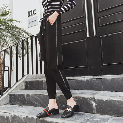 春秋束脚九分运动裤女学生韩版宽松原宿bf风休闲哈伦小脚长裤卫裤