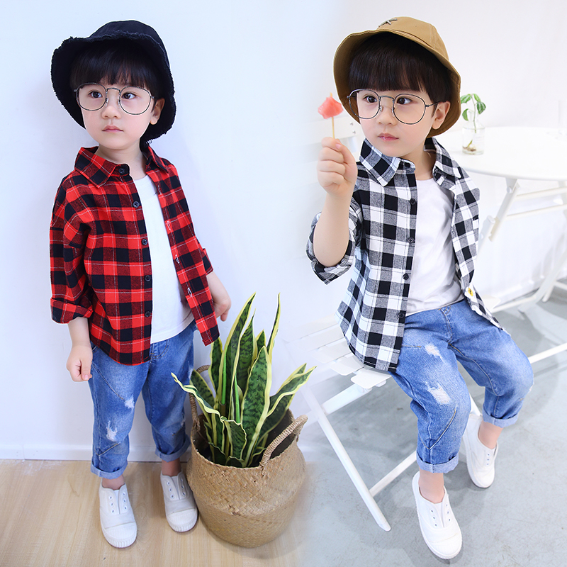 Boys shirt spring clothes 2019 new pattern baby lattice Long sleeve shirt coat children spring and autumn Korean Edition personality jacketin the Children/Baby/Family fitted , Shirt category - from Buy2taobao.com to provide professional Taobao agent buy service