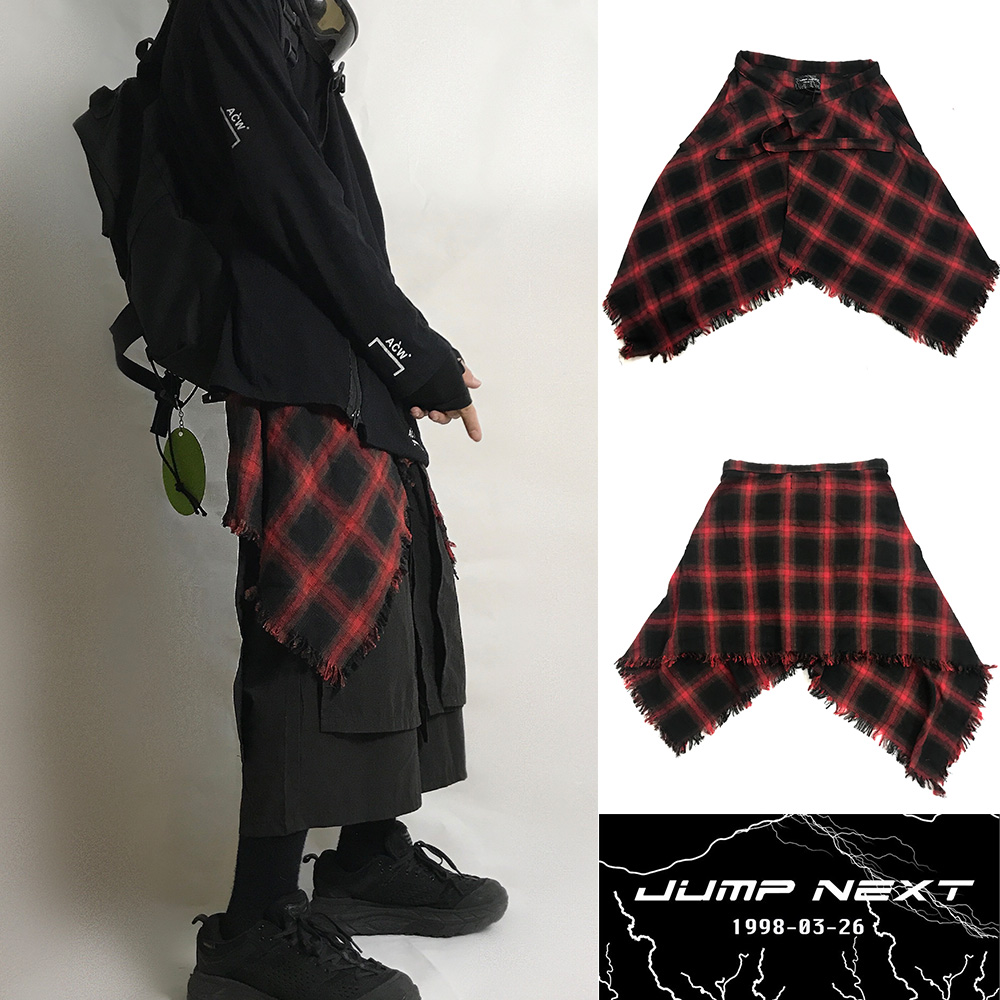 JUMPNEXT自制欧美高街下摆分层内搭装饰黑红格子破坏拉丝下摆裤裙|ruв категории Аксессуары, пояс/пояс/пояс - от Buy2taobao.com для оказания профессиональной услуги покупки агента Taobao