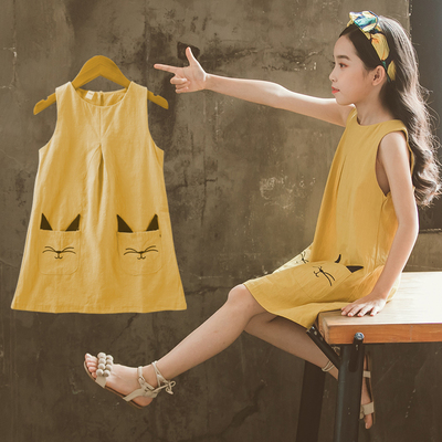 女童夏装2018新款连衣裙韩版时尚中大儿童夏季洋气背心裙女孩裙子