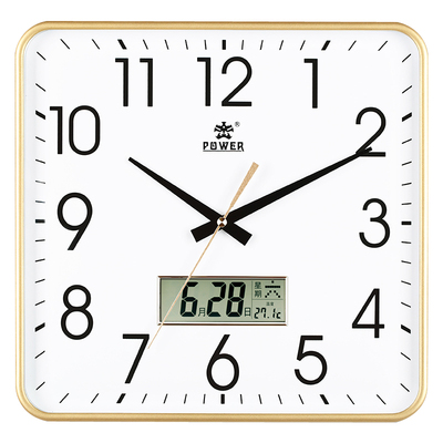 霸王正方形静音挂钟创意时钟客厅电子挂表现代简约钟表时尚石英钟