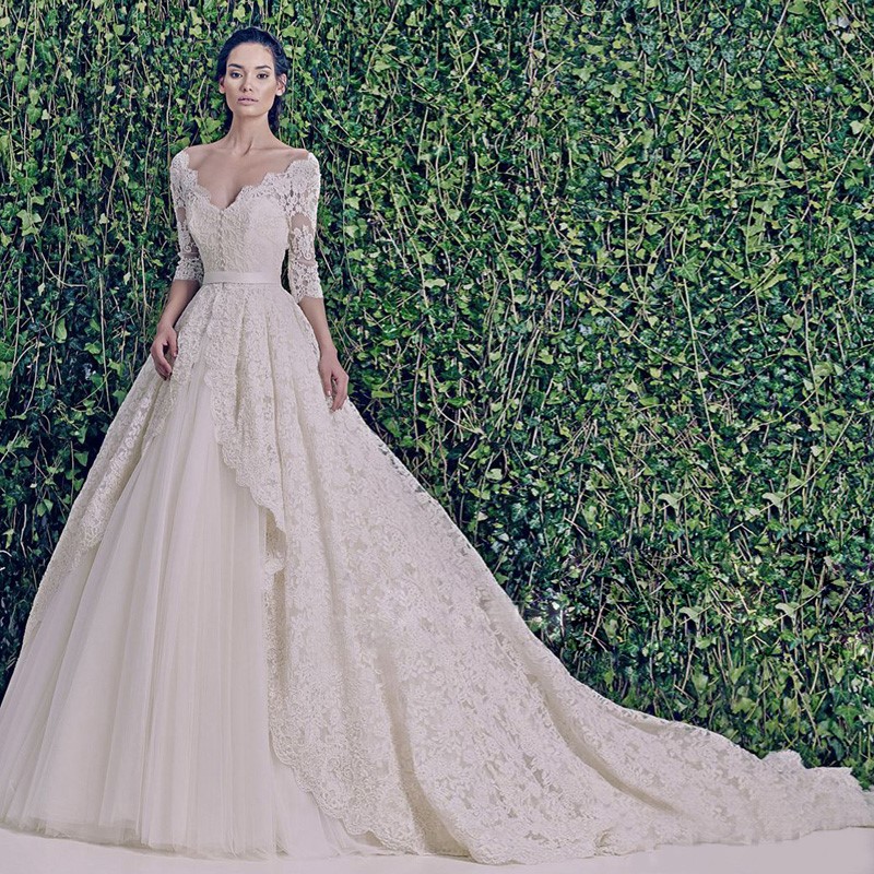 2018 new pattern Wedding dress Retro French court Princess Sleeve V. Lace Tailing Embroidery Embroidery Middle-waistedin the Women's clothing/Boutique , Wedding/Cheongsam/Formal dress , Wedding category - from Buy2taobao.com to provide professional Taobao agent buy service