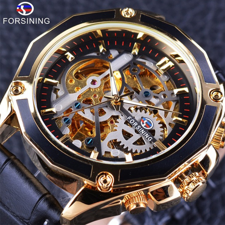 New products man fully automatic Mechanical watch Hollow waterproof genuine leather golden Watch fashion Metrosexual watch studentin the Wristwatch , Watch category - from Buy2taobao.com to provide professional Taobao agent buy service