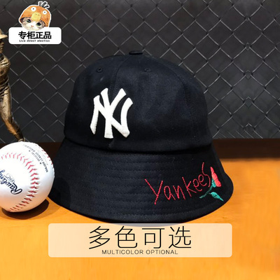 韩国正品MLB渔夫帽2019春夏新款NY洋基队花朵女ins盆帽男情侣百搭