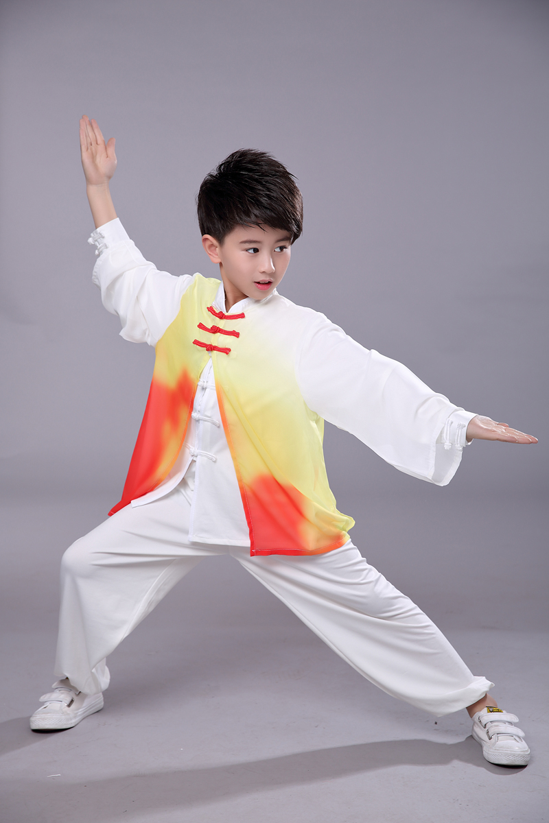 新款儿童太极服武术表演服男女渐变披纱练功服秋夏演出训练服长袖在类目 童装/婴儿装/亲子装, 儿童演出服中 - 来自Buy2taobao.com提供专业的淘宝代购服务