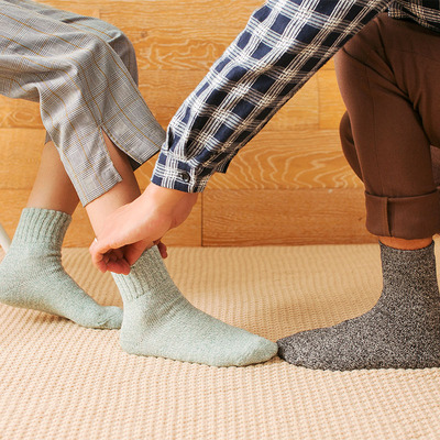 袜子女士羊毛袜冬季中筒袜秋冬款加绒加厚保暖睡眠毛巾袜男士棉袜