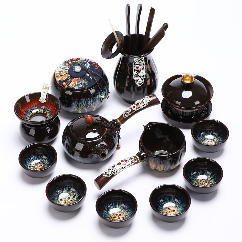 功夫茶具套装家用窑变天目釉建盏整套中式钧窑茶壶盖碗 陶瓷茶杯|msdalam kategori pinggan mangkuk, set teh, Kung Fu teh - dari Buy2taobao.com untuk memberikan perkhidmatan ejen Taobao profesional membeli