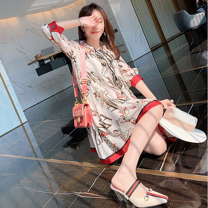 pregnant woman New summer dress 2019 fashion Chao Ma Easy Mid length version printing silk Chiffon personality skirtin the Maternity/Maternal supplies/Nutrition , Maternity , Dress category - from Buy2taobao.com to provide professional Taobao agent buy service