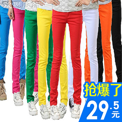 打底裤女外穿2017秋季新款弹力显瘦糖果彩色铅笔裤黑色小脚长裤子