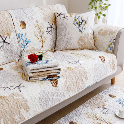 纯棉布艺沙发垫四季通用防滑全棉坐垫简约现代全包萬能套罩全盖巾