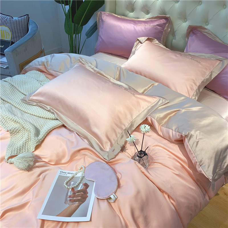summer European style Embroidery Real silk Four piece suit The bed Supplies Cool in summer Borneol Satin Quilt cover summer Silk sliding sheetin the Bedclothes , Bedding Sets/Family of four/Multiple sets of category - from Buy2taobao.com to provide professional Taobao agent buy service