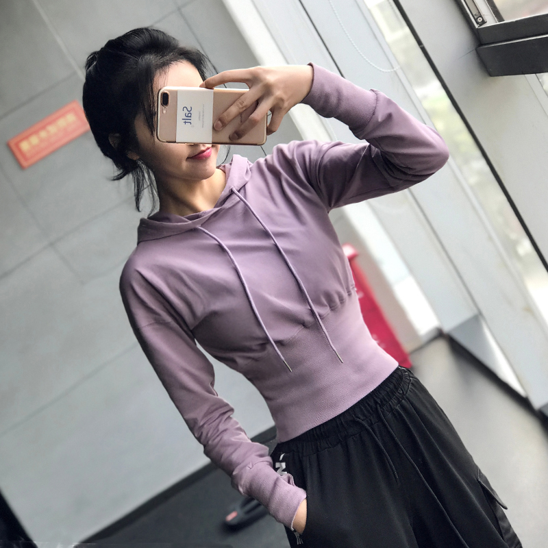 网红健身房运动上衣女宽松速干健身服显瘦跑步连帽卫衣长袖瑜伽服在类目 运动服/休闲服装, 运动卫衣/套头衫中 - 来自Buy2taobao.com提供专业的淘宝代购服务