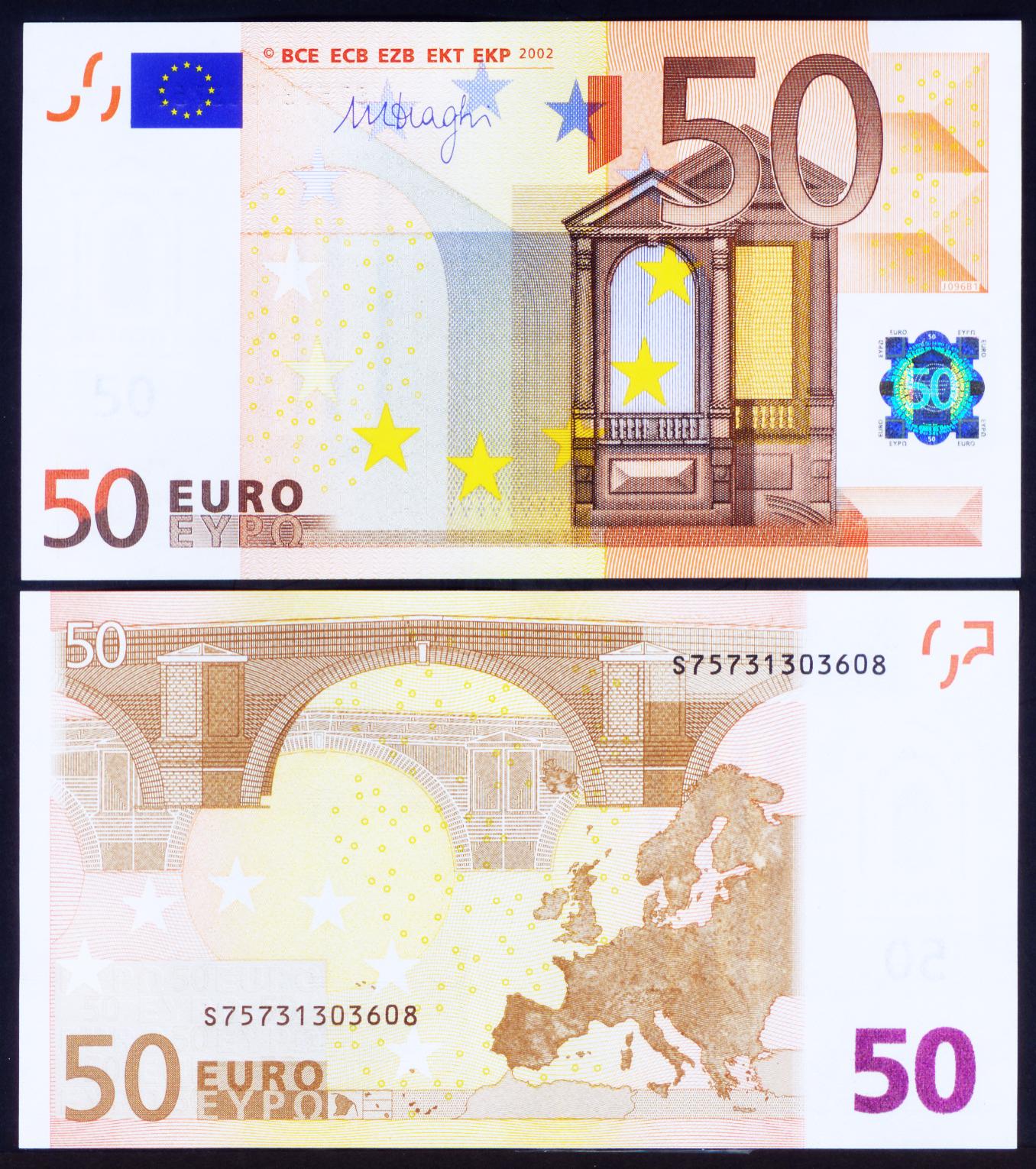 欧元50元 全新unc品 冠字号码s (意大利发行)
