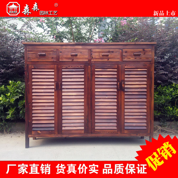 碳化防腐玄关隔断家居田园鞋柜子简约现代家具实木百叶四门鞋橱柜在类目 住宅家具, 柜类, 鞋柜中 - 来自Buy2taobao.com提供专业的淘宝代购服务