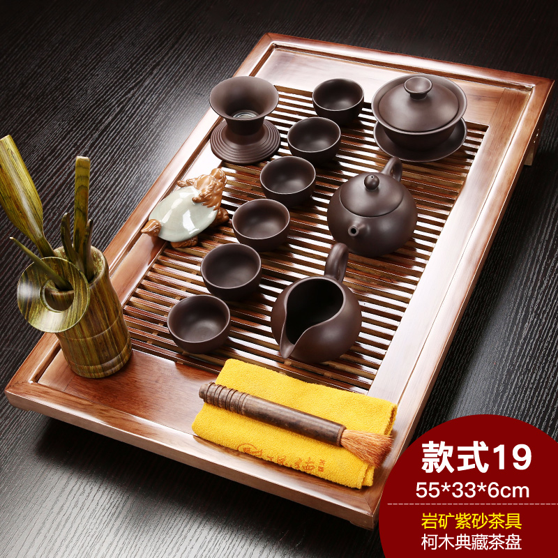 功夫茶具套装简约实木茶盘茶台哥窑茶壶茶杯整套家用陶瓷紫砂|msdalam kategori pinggan mangkuk, set teh, Pakej teh - dari Buy2taobao.com untuk memberikan perkhidmatan ejen Taobao profesional membeli