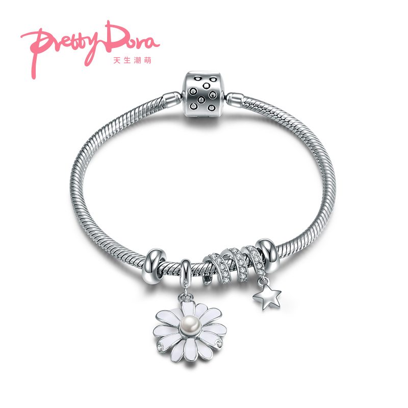 PrettyDora 925银滴油镶钻雏菊小清新蛇骨链 DIY配件吊坠 手链女在类目 饰品/流行首饰/时尚饰品新, 手链中 - 来自Buy2taobao.com提供专业的淘宝代购服务