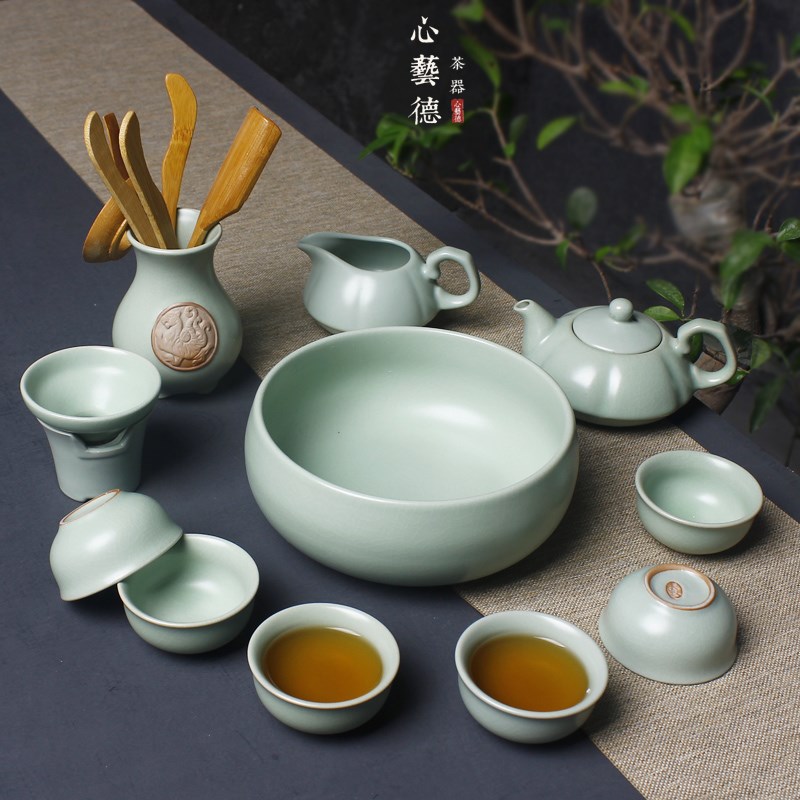 汝窑家用喝茶茶具整套装 开片盖碗茶壶汝瓷可养 冰裂陶瓷功夫茶杯|ruв категории посуда, чайный сервиз, кунг - Фу, чайный сервиз - от Buy2taobao.com для оказания профессиональной услуги покупки агента Taobao
