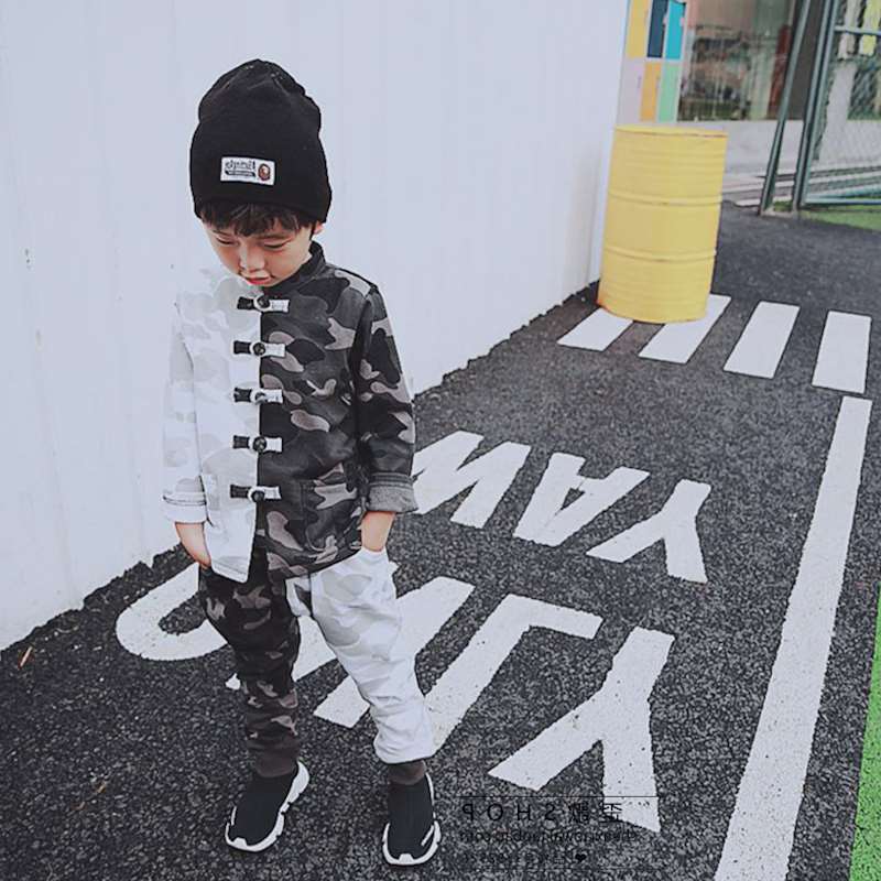 Little crooked boy 2018 Autumn and winter new pattern children camouflage trousers suit Winter clothes Tang costume Girls pure cotton coatin the Children/Baby/Family fitted , Children's Robes/Costume/National costume , Costume category - from Buy2taobao.com to provide professional Taobao agent buy service