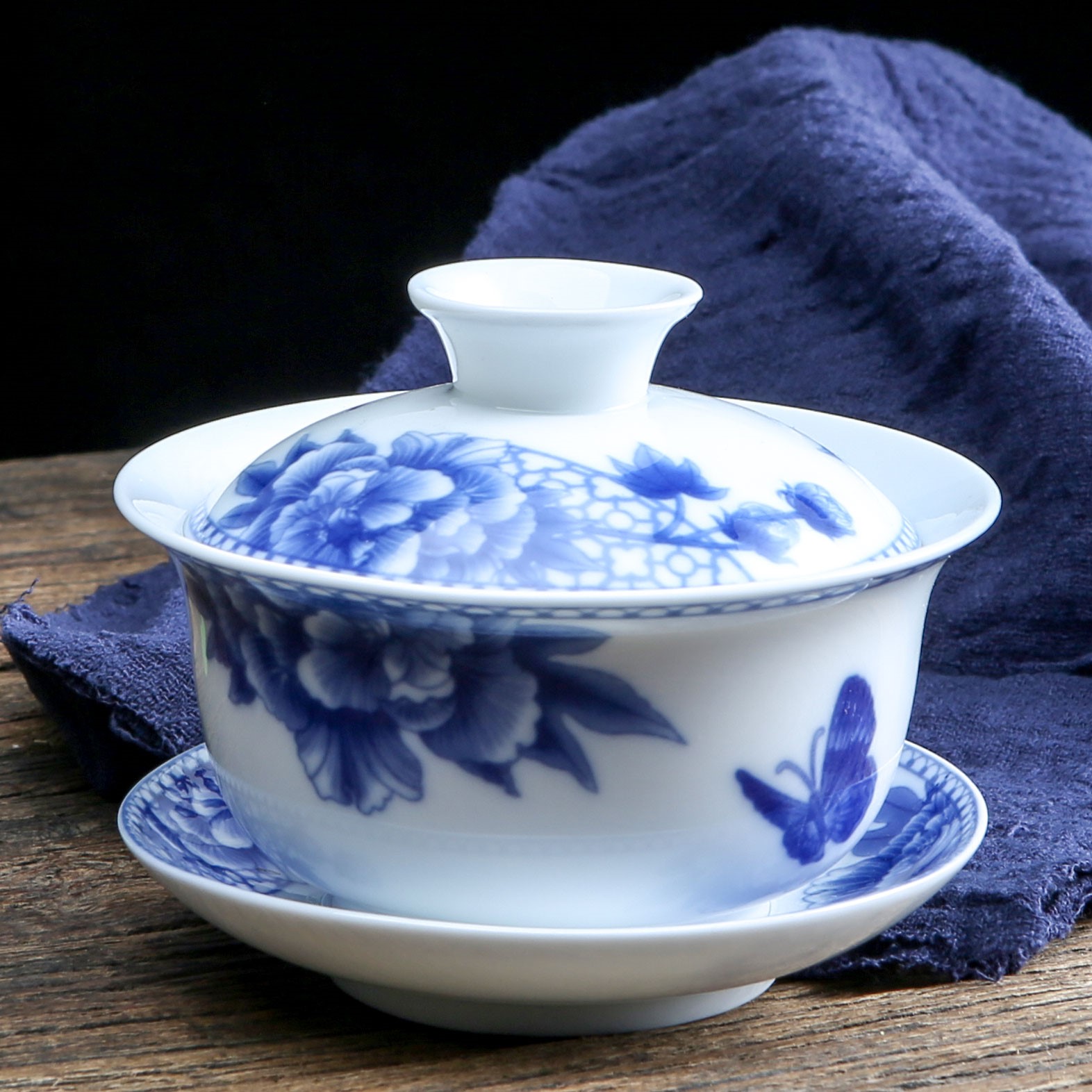 盖碗茶杯 景德镇八宝大号泡茶碗青花瓷三才碗陶瓷三炮台功夫茶具|ruв категории посуда, чайный сервиз, супник - от Buy2taobao.com для оказания профессиональной услуги покупки агента Taobao