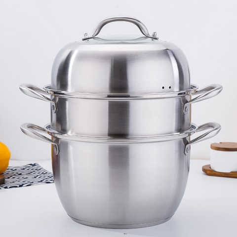 德国工艺厚不锈钢加三层蒸锅 磨砂处理 26CM28cm30cm32cm34cm36cm|ruв категории кухня/посуда, посуда, горшок/горшок/чайник, пароход - от Buy2taobao.com для оказания профессиональной услуги покупки агента Taobao