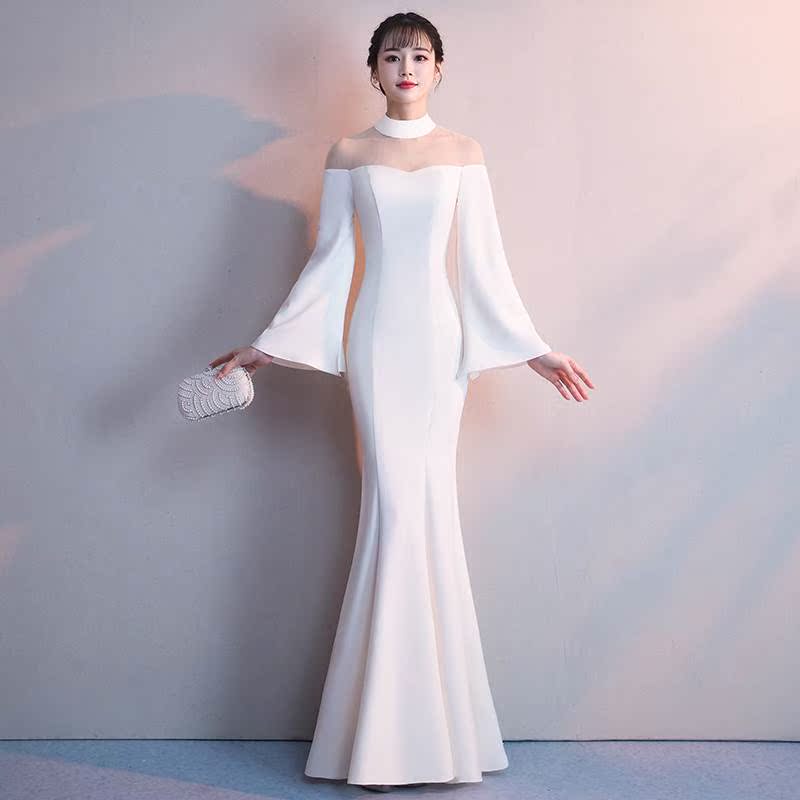 Champagne Evening dress 2019 new pattern banquet Noble grace have more cash than can be accounted for sexy fish tail Long sleevein the Women's clothing/Boutique , Wedding/Cheongsam/Formal dress , Formal dress/Evening category - from Buy2taobao.com to provide professional Taobao agent buy service