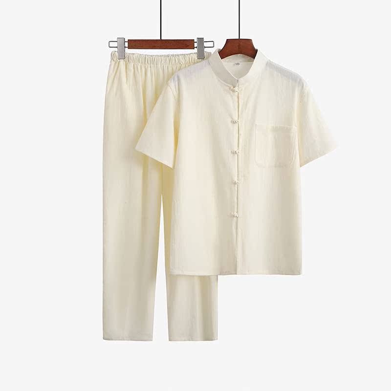 棉麻唐裝男複古短袖套裝夏季中式禅修服漢服半袖中國風青年男裝在類目 男裝, 民族服裝中 - 來自Buy2taobao.com提供專業的淘寶代購服務