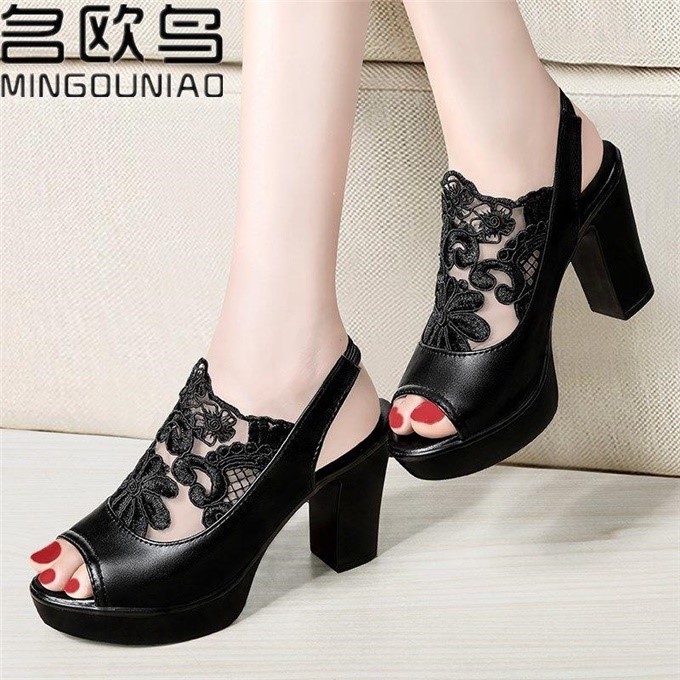 European bird Sandals 2019 summer Fish mouth Jacobs Versatile Korean Edition With crude sexy Lace Waterproof High-heeled shoesin the Men's Shoes, Sandals category - from Buy2taobao.com to provide professional Taobao agent buy service