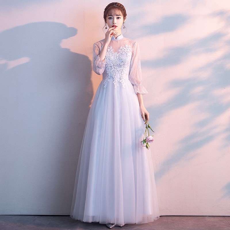 伴娘礼服女2019春季新款韩式姐妹团闺蜜装灰色长款婚礼晚礼服长袖在类目 女装/女士精品, 婚纱/旗袍/礼服, 礼服/晚装中 - 来自Buy2taobao.com提供专业的淘宝代购服务