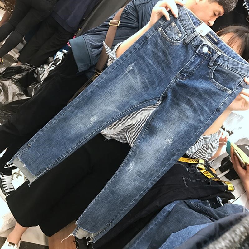 胖妹妹春装2019新款大码女装显瘦裤子直筒牛仔裤女九分裤开叉高腰|ruв категории Женская одежда, женской одежды - от Buy2taobao.com для оказания профессиональной услуги покупки агента Taobao