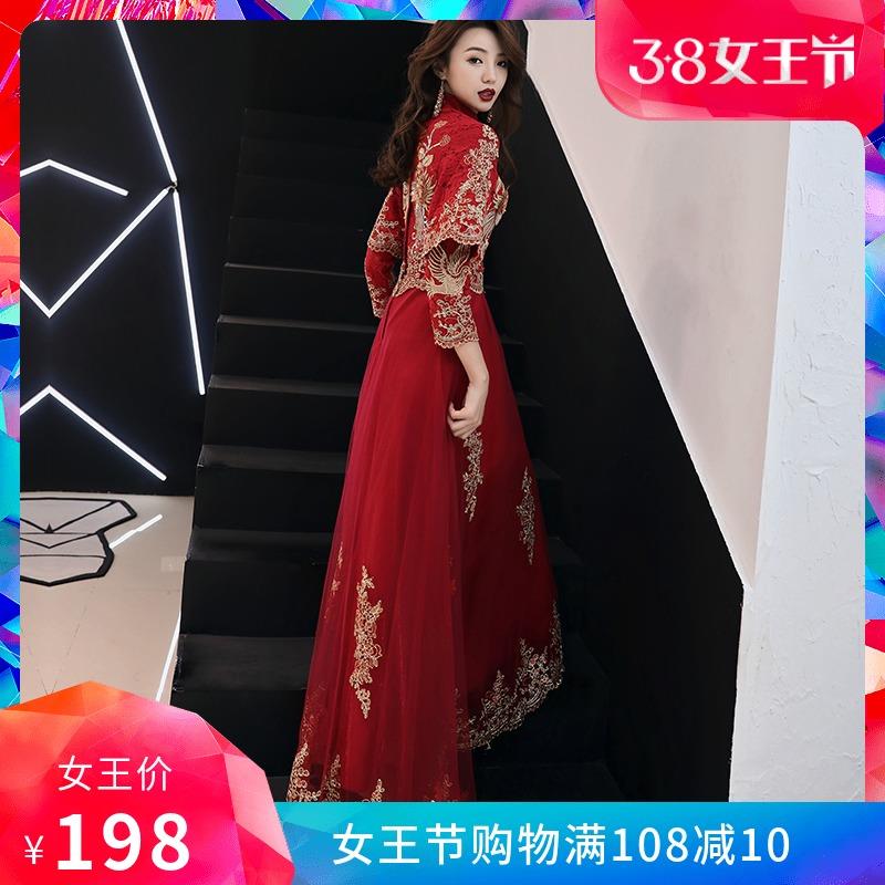 新娘敬酒服旗袍2019新款春季长款红色中式结婚礼服长袖回门显瘦女在类目 女装/女士精品, 婚纱/旗袍/礼服, 礼服/晚装中 - 来自Buy2taobao.com提供专业的淘宝代购服务
