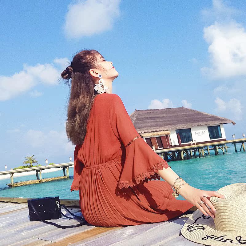 超仙度假大码沙滩裙大码 微胖 胖mm 性感连衣裙旅游新款网纱三亚|msdalam kategori Butik wanita / wanita, wanita saiz besar - dari Buy2taobao.com untuk memberikan perkhidmatan ejen Taobao profesional membeli