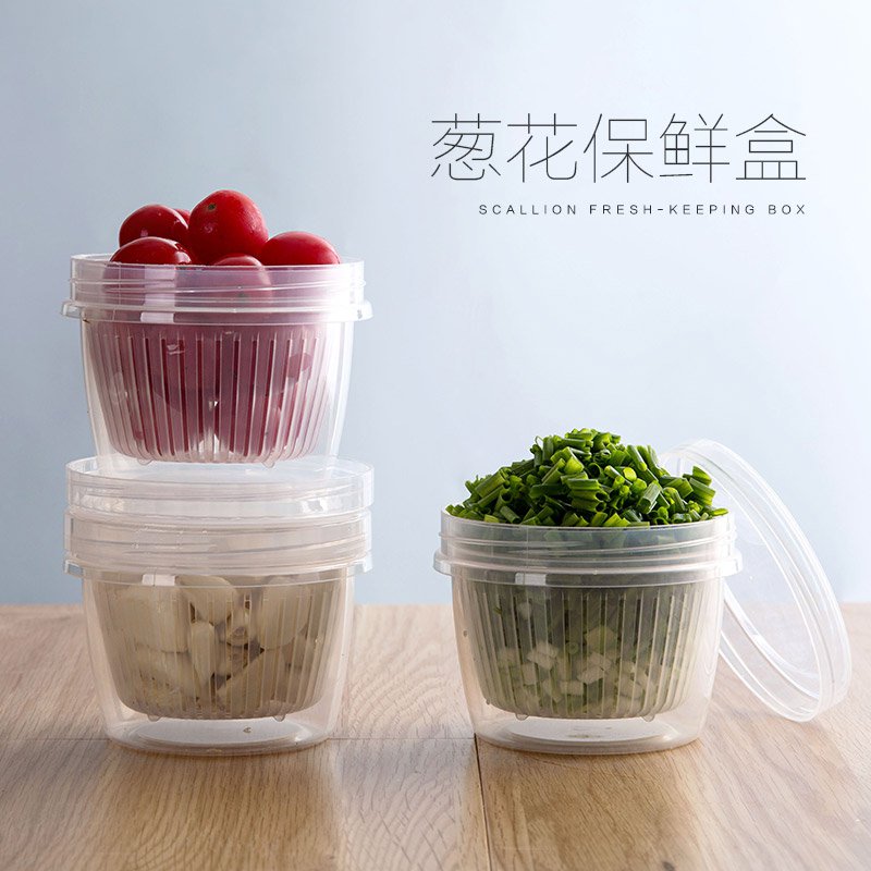 水果葱花保鲜盒厨房姜蒜收纳盒冰箱便携塑料圆形水果盒沥水密封盒|ruв категории посуда, сохранение контейнер/сохранение продовольственный, сохранение коробка - от Buy2taobao.com для оказания профессиональной услуги покупки агента Taobao