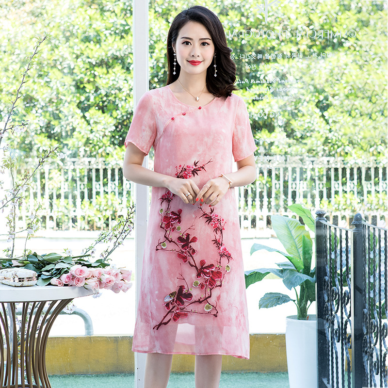 2019新款夏季大连衣裙大码宽松雪纺中老年妈妈装妈妈装中老年女装|ruв категории Женская одежда, в пожилых женщин - от Buy2taobao.com для оказания профессиональной услуги покупки агента Taobao