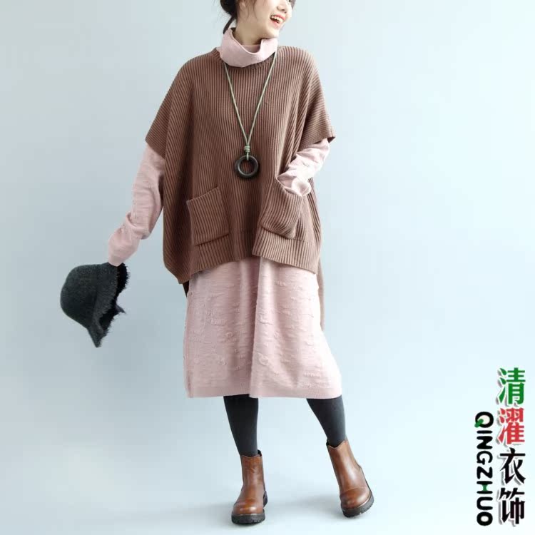 【清濯】-宽宽大大的 前短后长竖纹百搭马甲毛背心-灰-error在类目 女装/女士精品, 毛衣中 - 来自Buy2taobao.com提供专业的淘宝代购服务