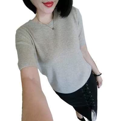 春季新款圆领套头纯色羊毛短袖毛衣女宽松韩版半袖针织打底衫薄款在类目 女装/女士精品, 毛衣中 - 来自Buy2taobao.com提供专业的淘宝代购服务