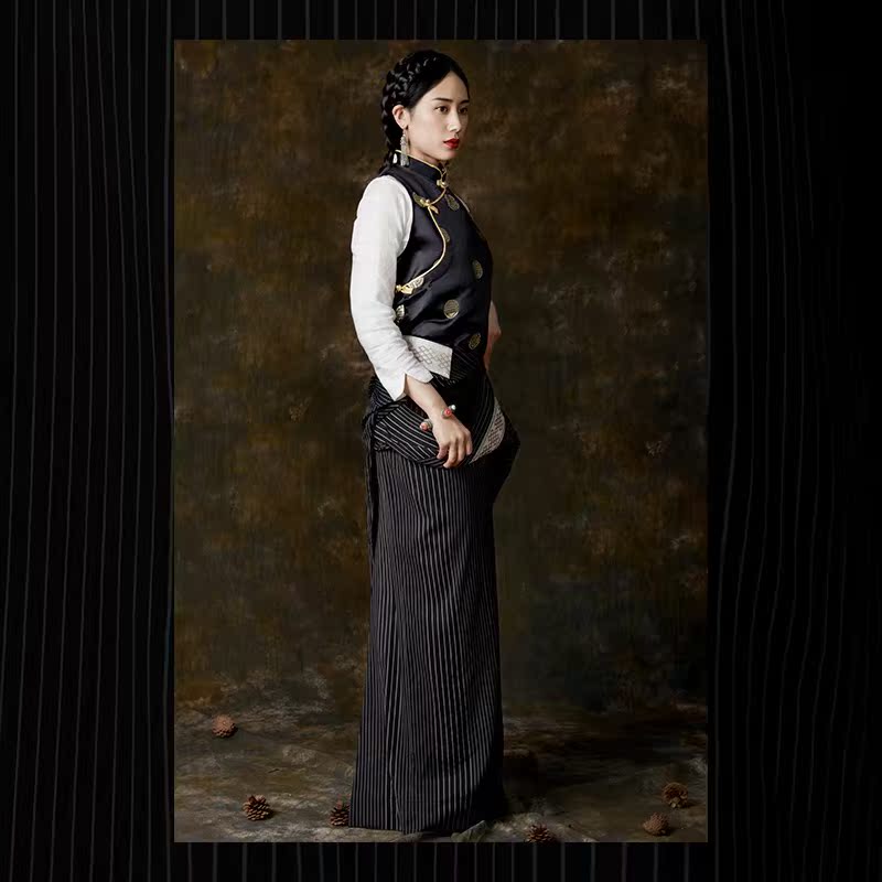 =Not dyed= Custom models black and white stripe Cangpao The Zang or Tibetan people Cotton and hemp Tibet new pattern Lhasain the Women's clothing/Boutique , Costume/National costume/Stage costumes , National costume/Costumes category - from Buy2taobao.com to provide professional Taobao agent buy service