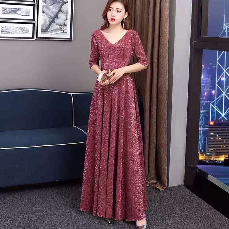 晚礼服女2018新款宴会高贵优雅长款亮片主持人年会礼服女端庄大气|msdalam kategori Butik wanita / wanita, perkahwinan/Cheongsam/pakaian, pakaian/malam - dari Buy2taobao.com untuk memberikan perkhidmatan ejen Taobao profesional membeli