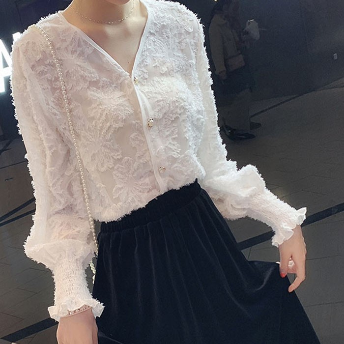 雪纺衬衫女韩版2019春装新款设计感小众仙女范衬衣很仙的心机上衣|ruв категории Женская одежда, рубашка - от Buy2taobao.com для оказания профессиональной услуги покупки агента Taobao