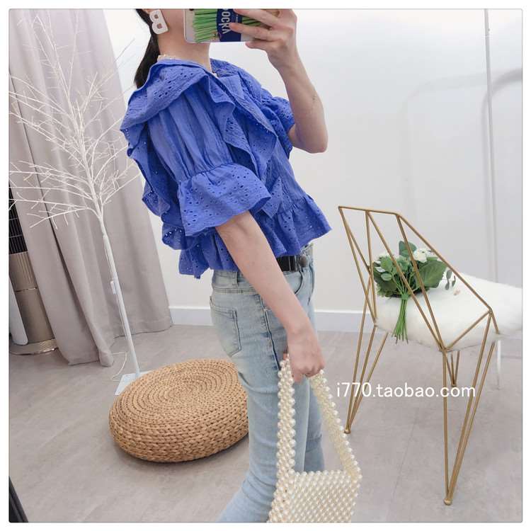 Spring and summer new pattern Han Shan have cash less than that is registered in the accounts square neck Sweet cotton material Embroidery Lotus leaf Babydoll shirt lace Short sleevedin the Women's clothing/Boutique , Lace shirt/Chiffon shirt category - from Buy2taobao.com to provide professional Taobao agent buy service
