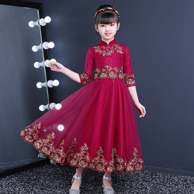 儿童公主裙春秋裙子礼服女童晚礼服学生裙子演出服长款韩版连衣裙|ruв категории Детская одежда, юбки (новый), платье - от Buy2taobao.com для оказания профессиональной услуги покупки агента Taobao