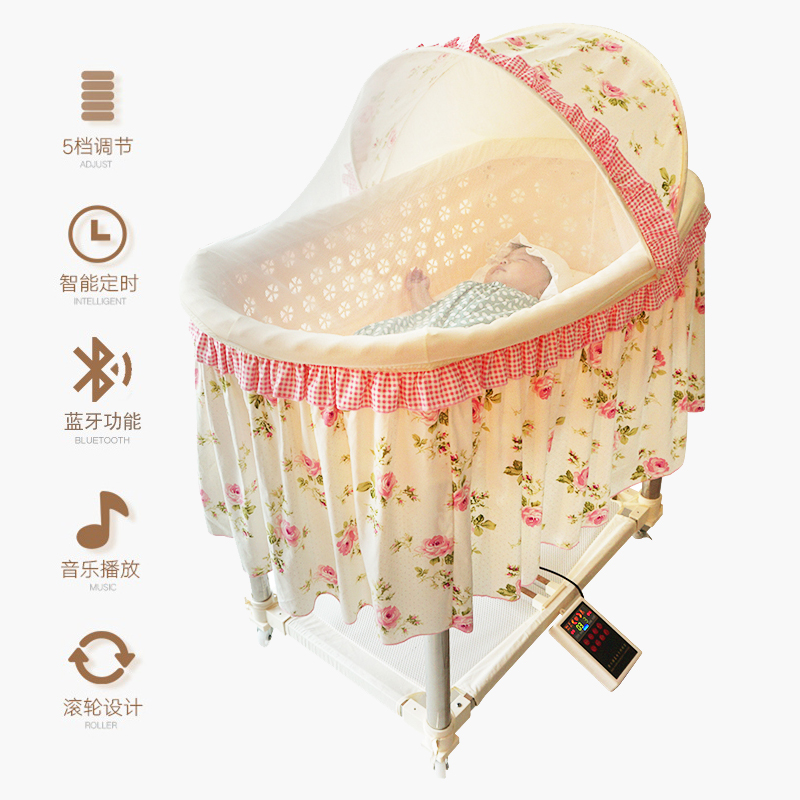 电动自动 新生儿礼物宝宝床摇床 带蚊帐滚多功能哄睡婴儿摇篮床|ruв категории подгузник/шампунь/вскармливать/тележка кроватью, детская кровать/кровать для младенца/колыбель/стул, кровать для младенца/детская кровать - от Buy2taobao.com для оказания профессиональной услуги покупки агента Taobao