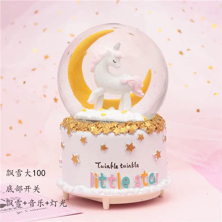unicorn Snow crystal ball Birthday gift decorate Arts and Crafts Scenery crystal ball LIGHT automatic Snowflakein the Home accessories , Decorative items , Music Box category - from Buy2taobao.com to provide professional Taobao agent buy service