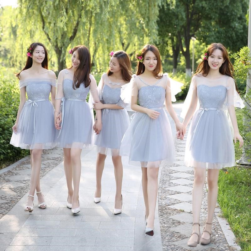 小礼服套装连衣裙中长款韩版灰色伴娘服短款纱裙加大码简约|ruв категории Женская одежда, Cвадебные платья, платье/вечернее платье - от Buy2taobao.com для оказания профессиональной услуги покупки агента Taobao