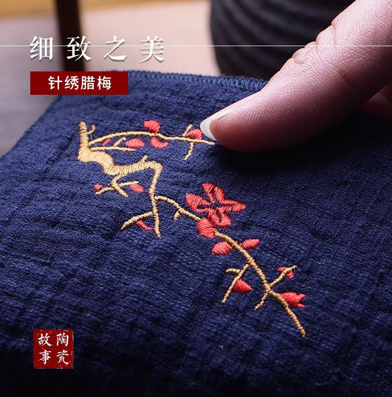养壶巾复古纤维茶布两用茶道棉麻布酒店大号吸水茶巾茶台棉麻绣花|ruв категории посуда, чайный сервиз, полотенцем - от Buy2taobao.com для оказания профессиональной услуги покупки агента Taobao